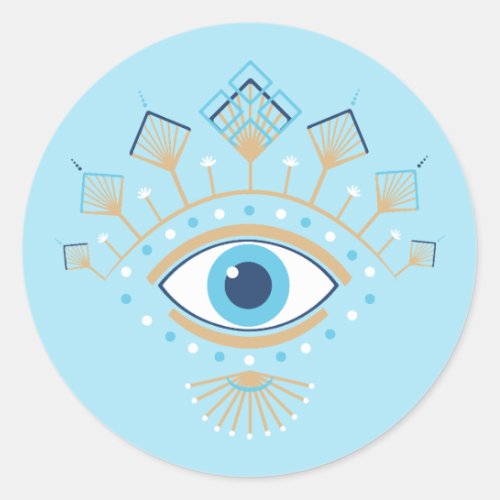 Decorated Greek Evil Eye Turkish Protection Symbol Classic Round Sticker