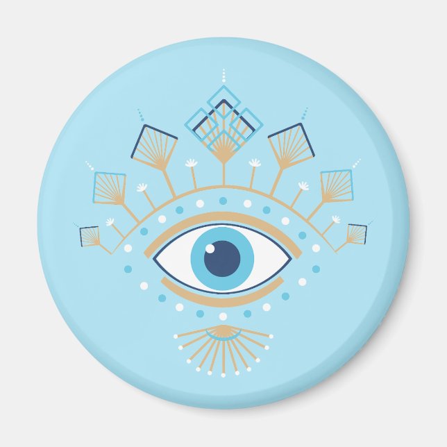 Decorated Greek Evil Eye Turkish Protection Symbol Magnet (Front)