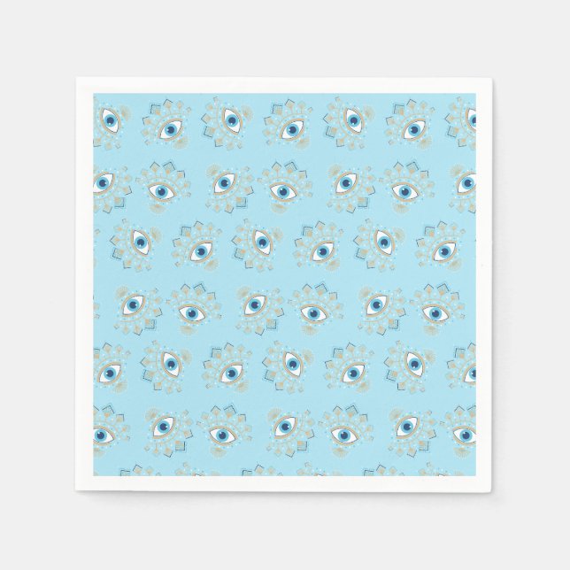 Decorated Greek Evil Eye Turkish Protection Symbol Napkins (Front)