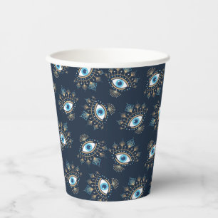 Decorated Greek Evil Eye Turkish Protection Symbol Paper Cups