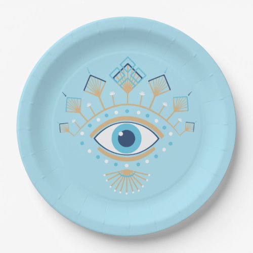 Decorated Greek Evil Eye Turkish Protection Symbol Paper Plates