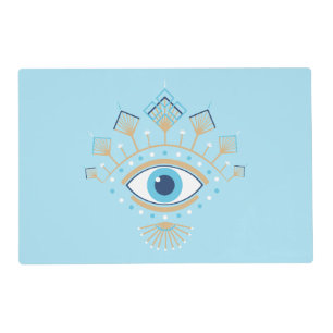 Decorated Greek Evil Eye Turkish Protection Symbol Placemat