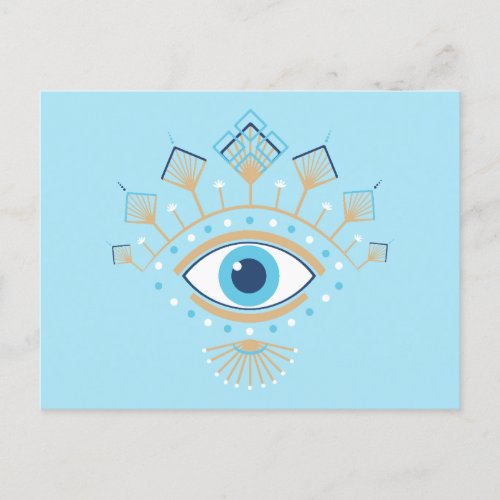 Decorated Greek Evil Eye Turkish Protection Symbol Postcard