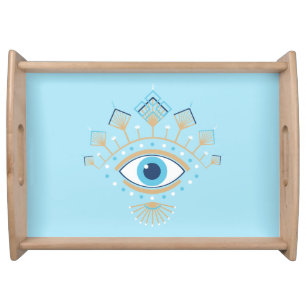 Decorated Greek Evil Eye Turkish Protection Symbol Serving Tray