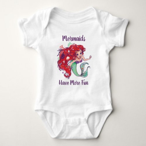 Decorated Hair Princess Ariel Watercolor Baby Bodysuit