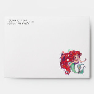 Decorated Hair Princess Ariel Watercolor Envelope