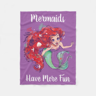 Decorated Hair Princess Ariel Watercolor Fleece Blanket