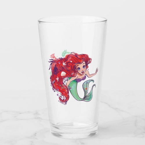 Decorated Hair Princess Ariel Watercolor Glass