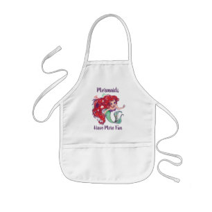 Decorated Hair Princess Ariel Watercolor Kids' Apron