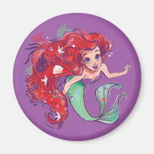 Decorated Hair Princess Ariel Watercolor Magnet