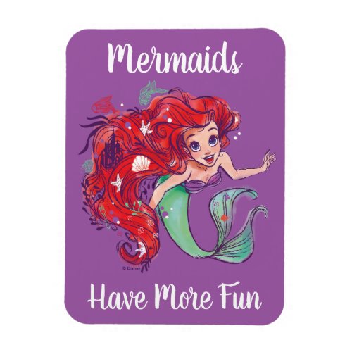 Decorated Hair Princess Ariel Watercolor Magnet