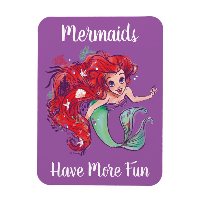 Decorated Hair Princess Ariel Watercolor Magnet (Vertical)