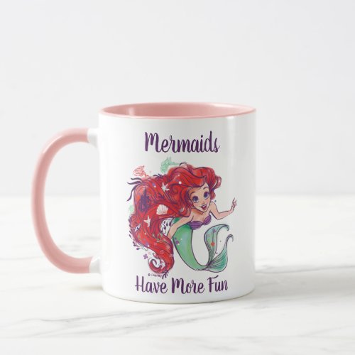 Decorated Hair Princess Ariel Watercolor Mug