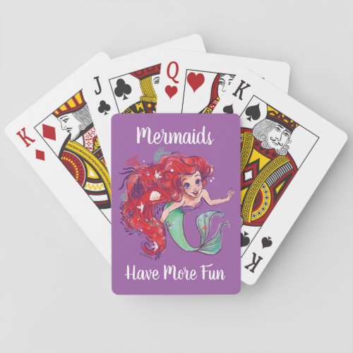 Decorated Hair Princess Ariel Watercolor Poker Cards