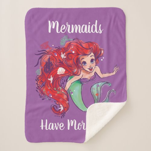 Decorated Hair Princess Ariel Watercolor Sherpa Blanket