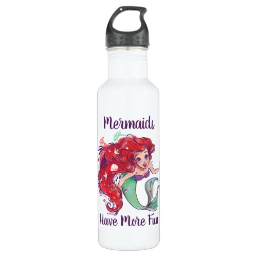 Decorated Hair Princess Ariel Watercolor Stainless Steel Water Bottle