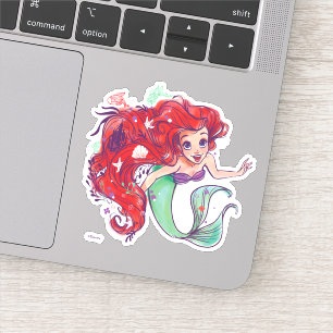 Decorated Hair Princess Ariel Watercolor Sticker