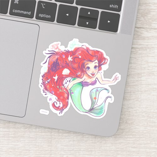 Decorated Hair Princess Ariel Watercolor Sticker