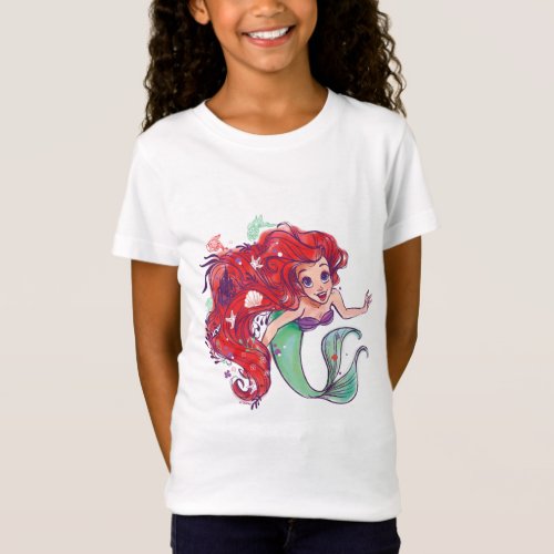 Decorated Hair Princess Ariel Watercolor T_Shirt