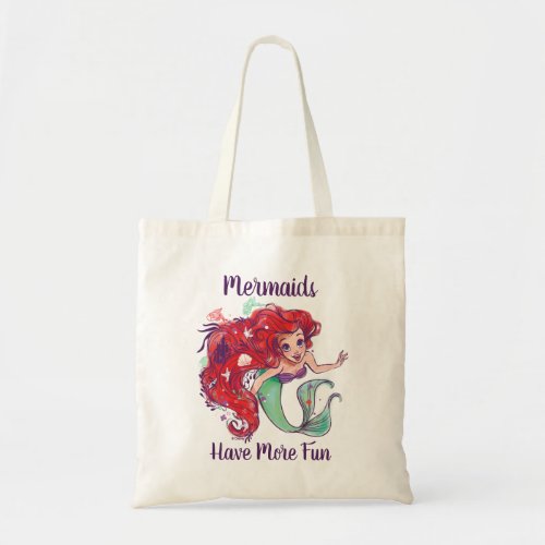 Decorated Hair Princess Ariel Watercolor Tote Bag