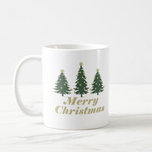 Decorated holiday Merry Christmas pine trees Coffee Mug