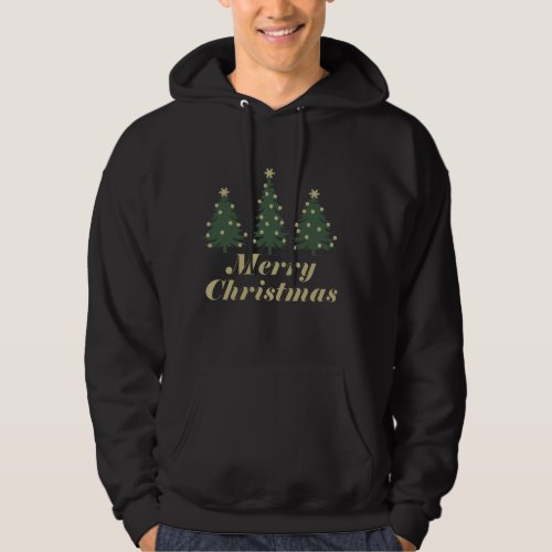 Decorated holiday Merry Christmas pine trees Hoodie