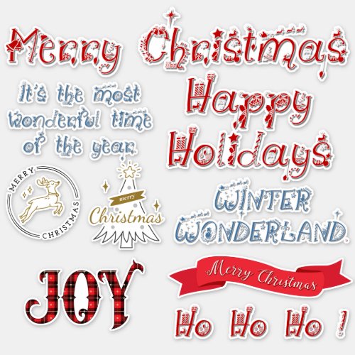 Decorated Holiday Phrases Sticker Set