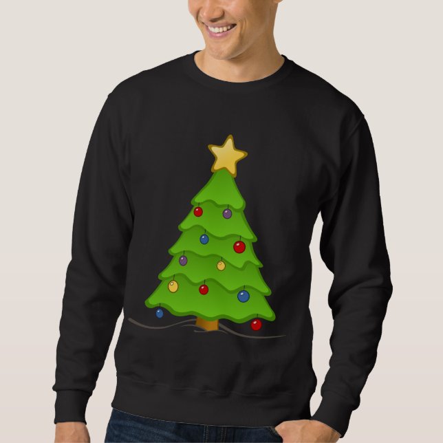 Decorated Holiday Tree Ugly Christmas Swaeter Sweatshirt (Front)