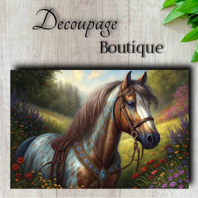 Decorated Horse Meadow Decoupage Tissue Paper (Decorated Horse Meadow Decoupage Tissue Paper)