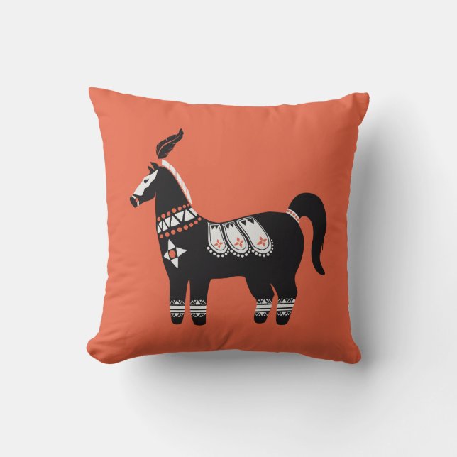 Decorated Horse Throw Pillow (Front)