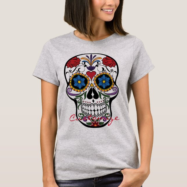 Decorated Human Skull Art Thunder_Cove T-Shirt (Front)