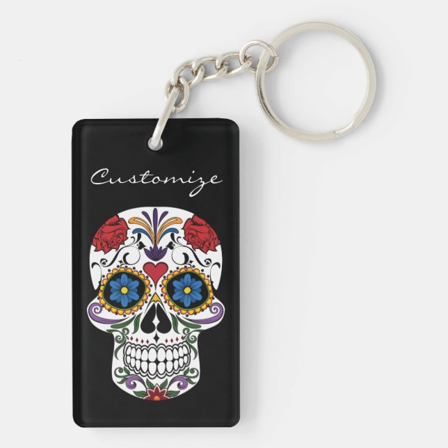 Decorated Human Skulls Art Thunder_Cove Keychain (Back)