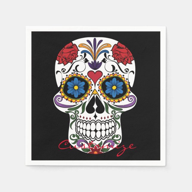 Decorated Human Skulls Art Thunder_Cove Napkins (Front)