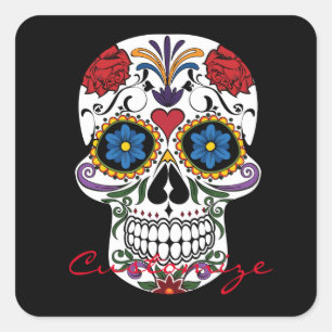 Decorated Human Skulls Art Thunder_Cove Square Sticker
