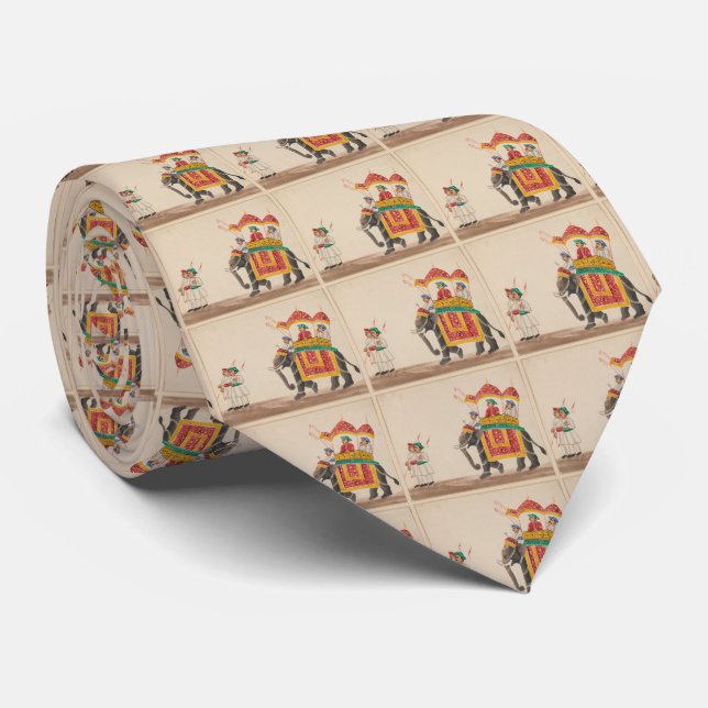 Decorated Indian Elephant with a Canopied Howdah Tie (Rolled)