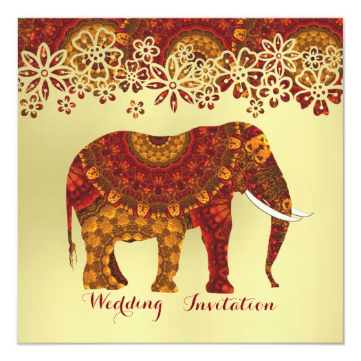 Decorated Indian Ornate Elephant Design Card
