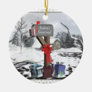 Decorated Mailbox Gifts Winter Scene Ornament