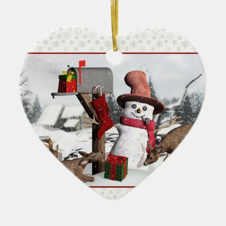Decorated Mailbox Snowman Deer And Gifts Ornament