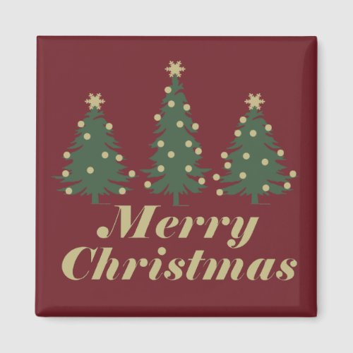 Decorated merry christmas holiday pine trees magnet