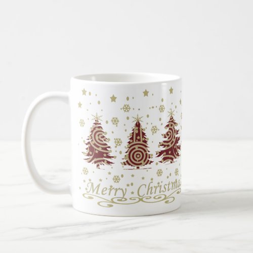 Decorated modern holiday christmas pine trees coffee mug