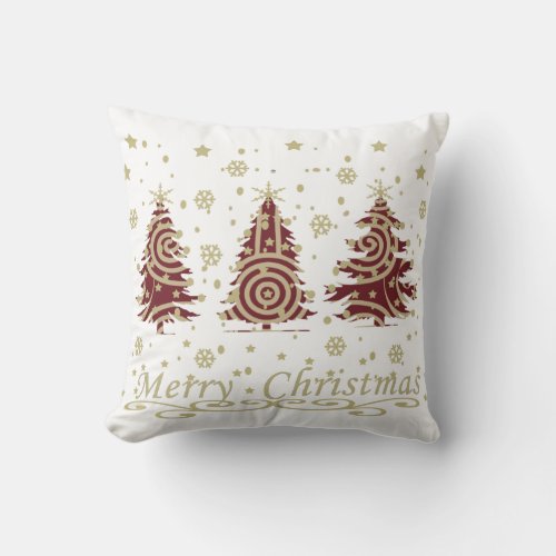 Decorated modern holiday christmas pine trees throw pillow