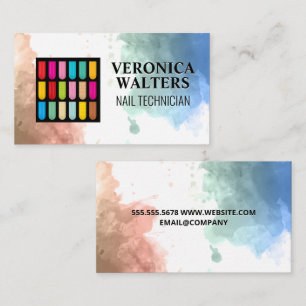 Decorated Nails   Watercolor Artistic Background Loyalty Card