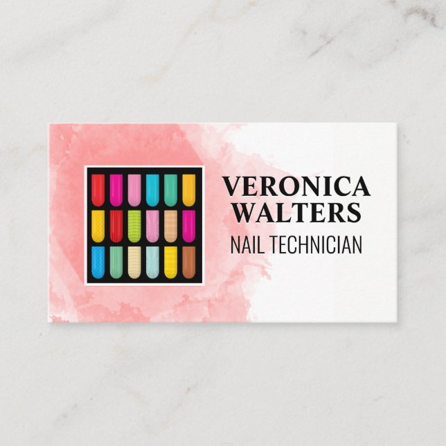 Decorated Nails | Watercolor Background Loyalty Card (Front)