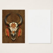 Decorated Native Bull Skull with Feathers (Front & Back)