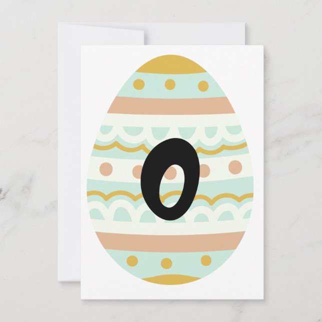 Decorated "O" Easter Egg Shape Bunting Banner Card (Front)