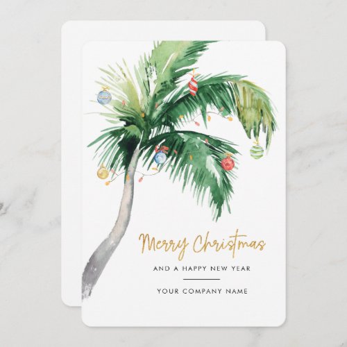 Decorated Palm Tree Business Logo Christmas Holiday Card
