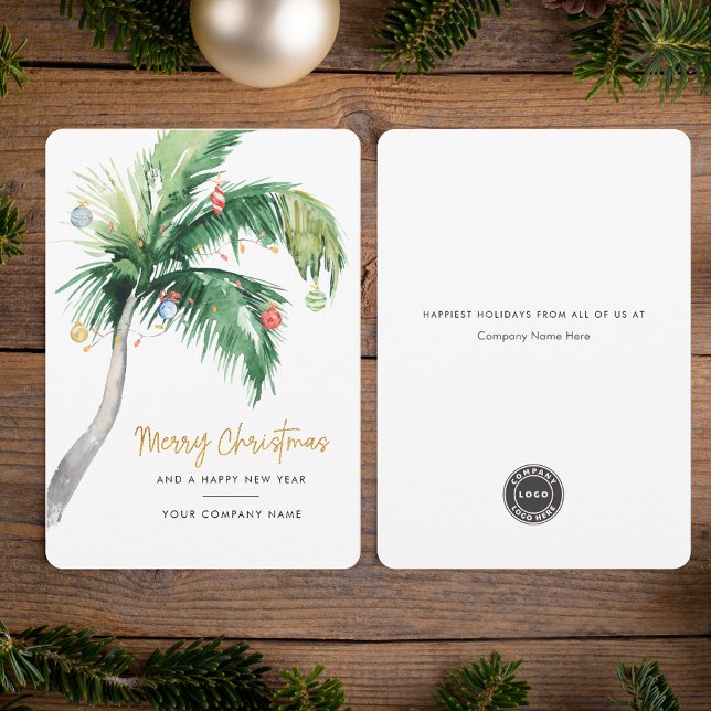 Decorated Palm Tree Business Logo Christmas Holiday Card (Decorated Palm Tree Business Logo Christmas Holiday Card)