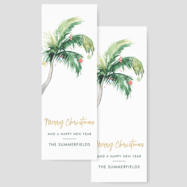 Decorated Palm Tree Christmas Holiday Bookmarks (Front & Back)