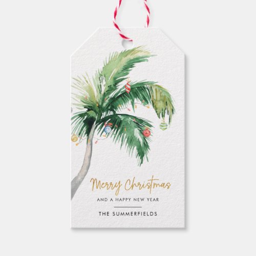 Decorated Palm Tree Christmas Holidays Family Gift Tags