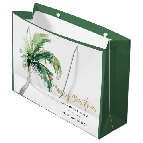 Decorated Palm Tree Christmas Holidays Family Large Gift Bag